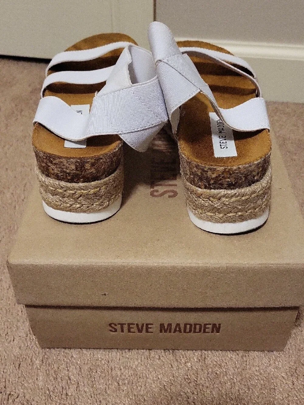 Steve Madden White Platform Sandals